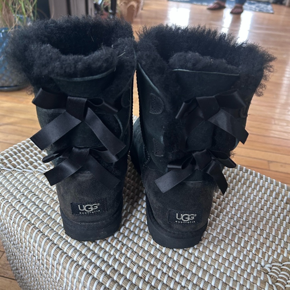 UGG Black Suede Boots with Bows size 8